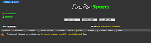 Firstrow sports home page 